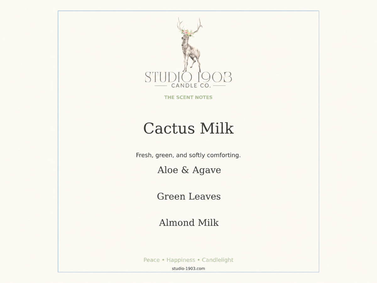 Cactus Milk scent notes: Aloe & Agave, Green Leaves, Almond Milk