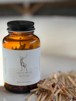 Studio 1903 Fancy Wood Matches in amber glass jar with multicolor matches