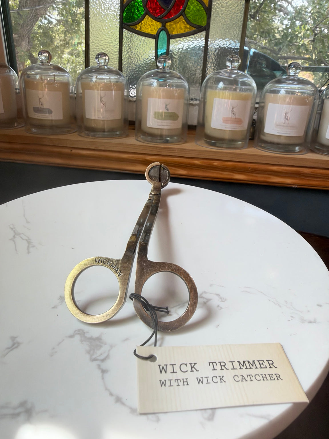 Wickman antique brass wick trimmer with wick catcher